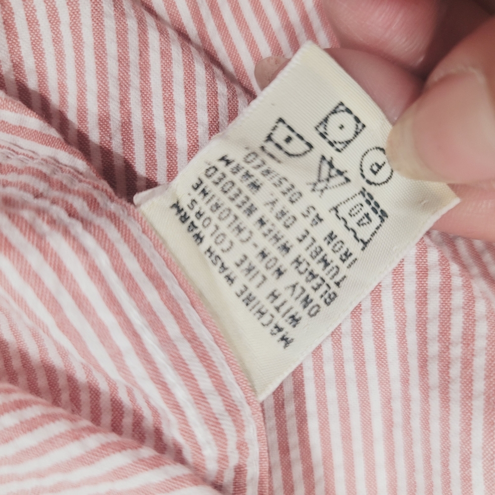 Eddie Bauer Mens Orange White Summer button down short sleeve shirt Sz XL - Picture 5 of 8